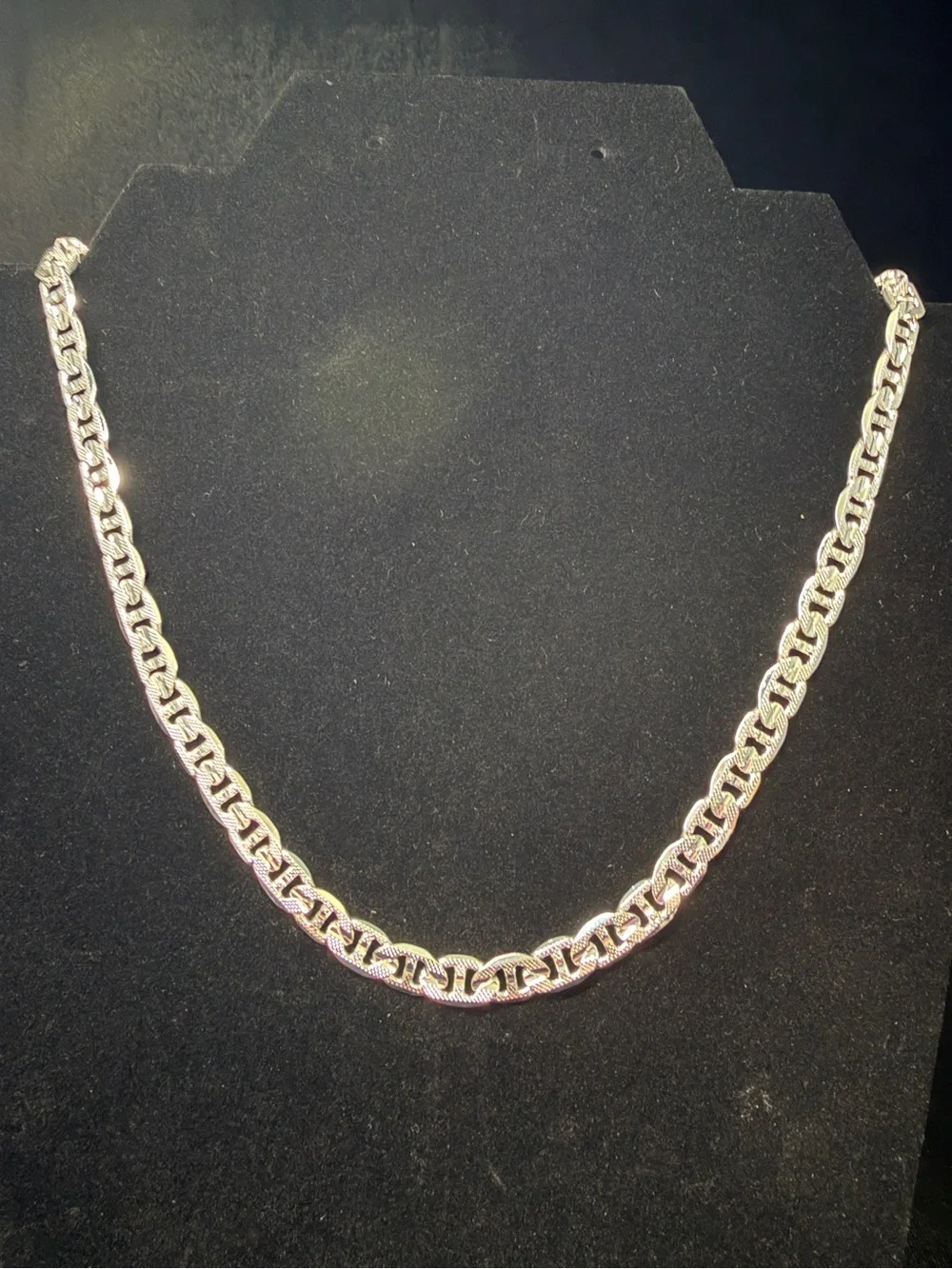 925 Stamped Silver Diamond Cut Mariner Necklace 20in 7MM 27.5g BRAND NEW.